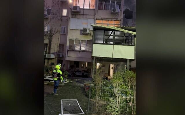 The scene of a rocket impact in Kiryat Shmona on March 19, 2026. (Magen David Adom)